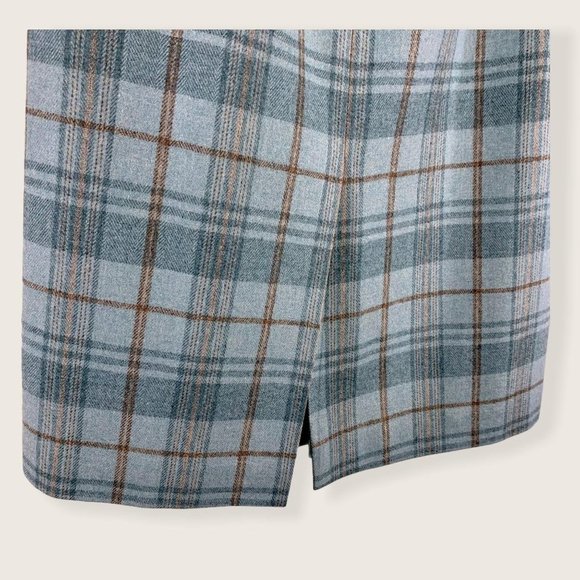 Pendleton Blue Plaid Wool Blazer Midi Length Skirt Set Small - Picture 7 of 16